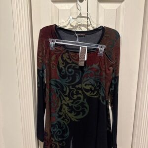 Ashley Blue Elegant Multicolor Patterned Set (skirt/top)